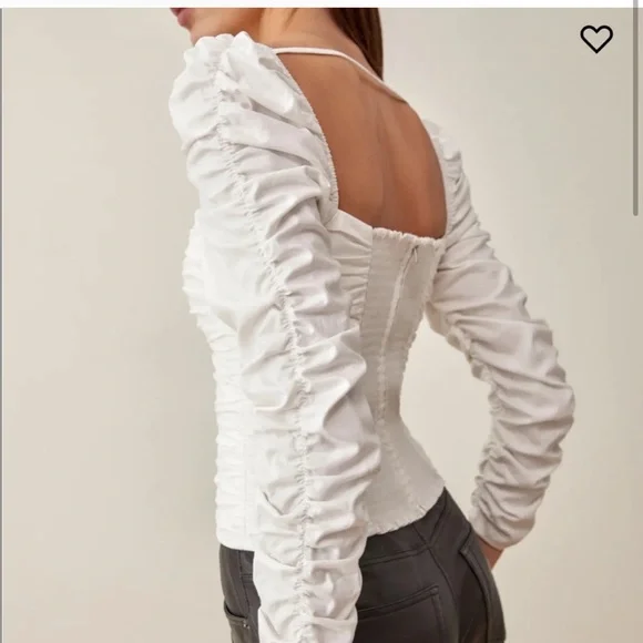 Reformation sz 4 Joi Top Smocked Zip Back - Picture 2 of 8